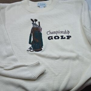 Mens Izod Championship Golf Embroidered Sweater Large Excellent
